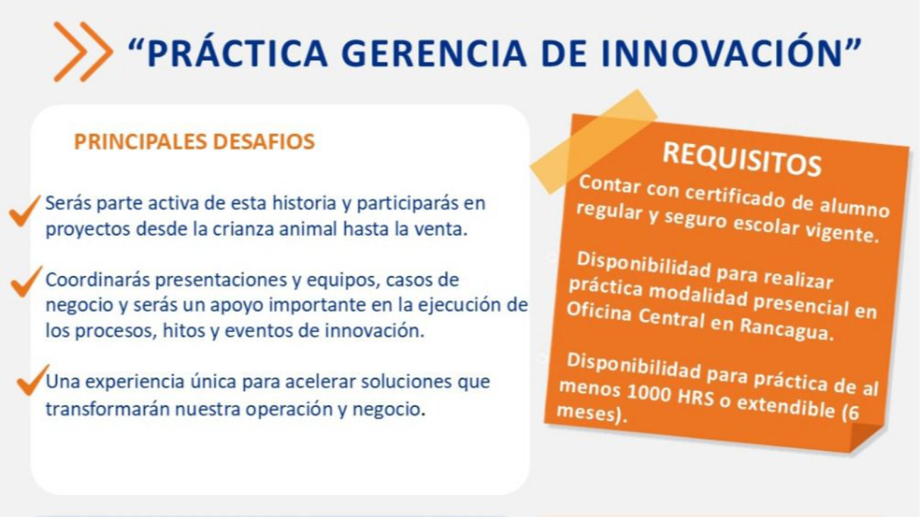 Imagen del artículo: Agrosuper busca estudiantes para práctica en Gerencia de Innovación