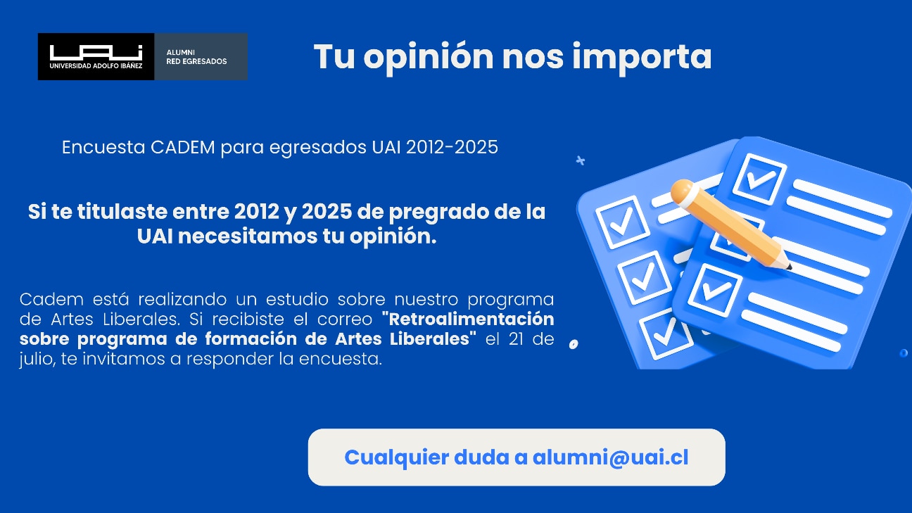 Imagen del artículo: ¡No te olvides contestar la encuesta CADEM para egresados UAI 2012 - 2025!