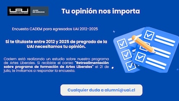 Imagen del artículo: ¡No te olvides contestar la encuesta CADEM para egresados UAI 2012 - 2025!
